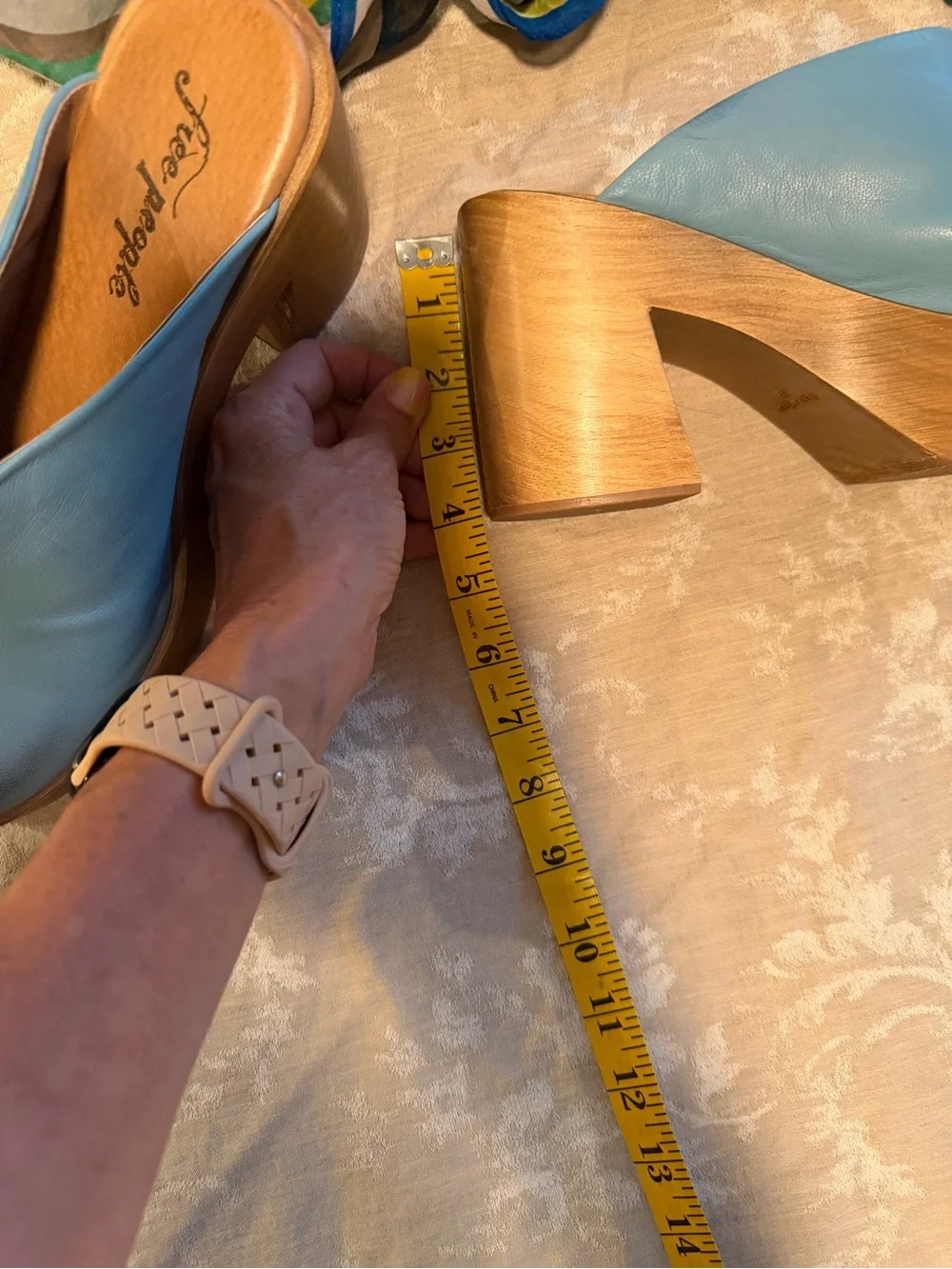 Free People Teal Blue Leather Platform Clogs